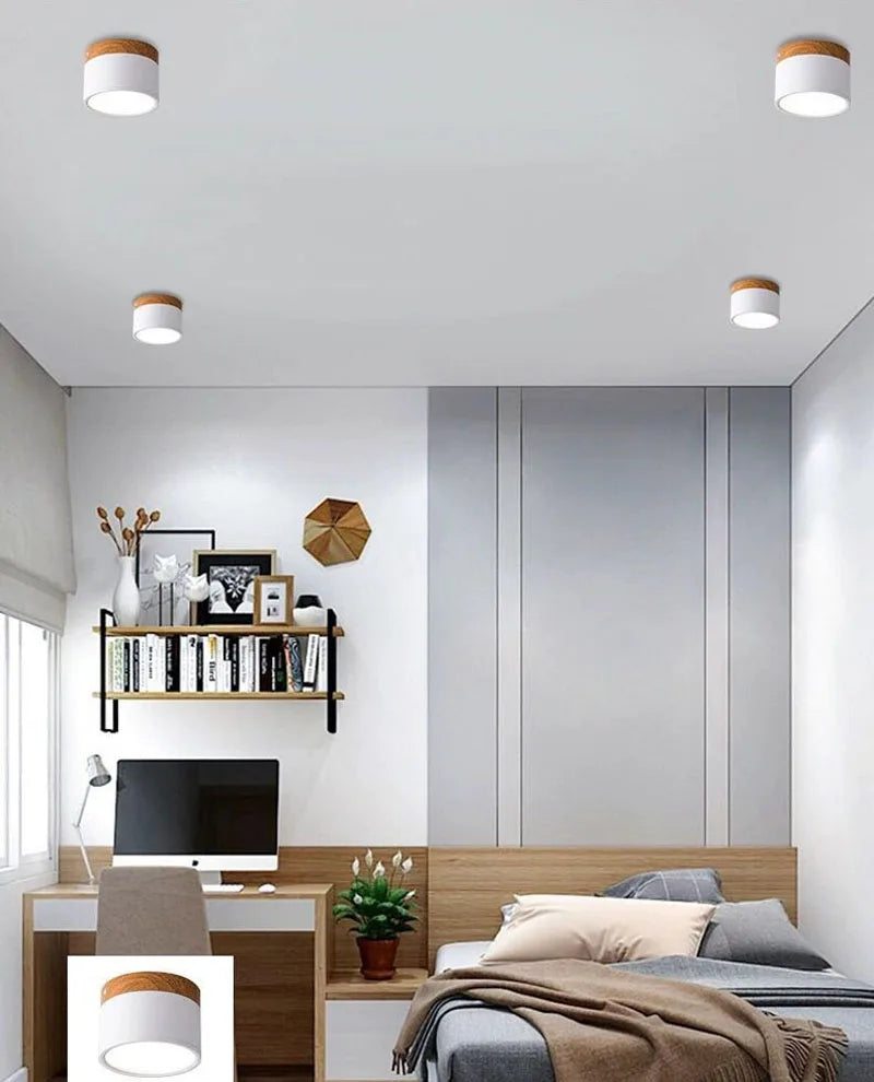 LED Downlight dimmable 5W 7W 9W12W15W Nordic wood modern Led surface mounted ceiling light spotlight, interior decoration light