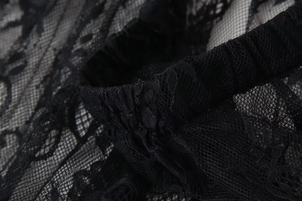 Black Lace Mesh Skirt Women's High Waist Midi Skirt Tulle Long Skirt Women's Translucent Party Women's Sexy Skirt 2024