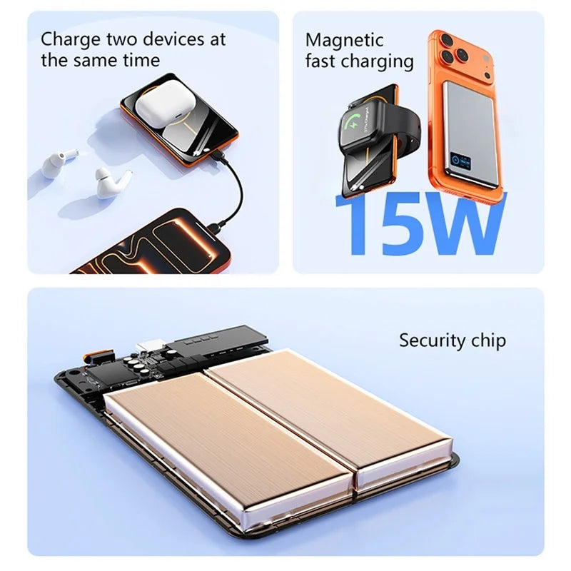 OnePlus 500000mAh Mini Wireless Magnetic Power Bank PD15W Portable Auxiliary Battery Pack For Watch Earphones For iphone Huawei