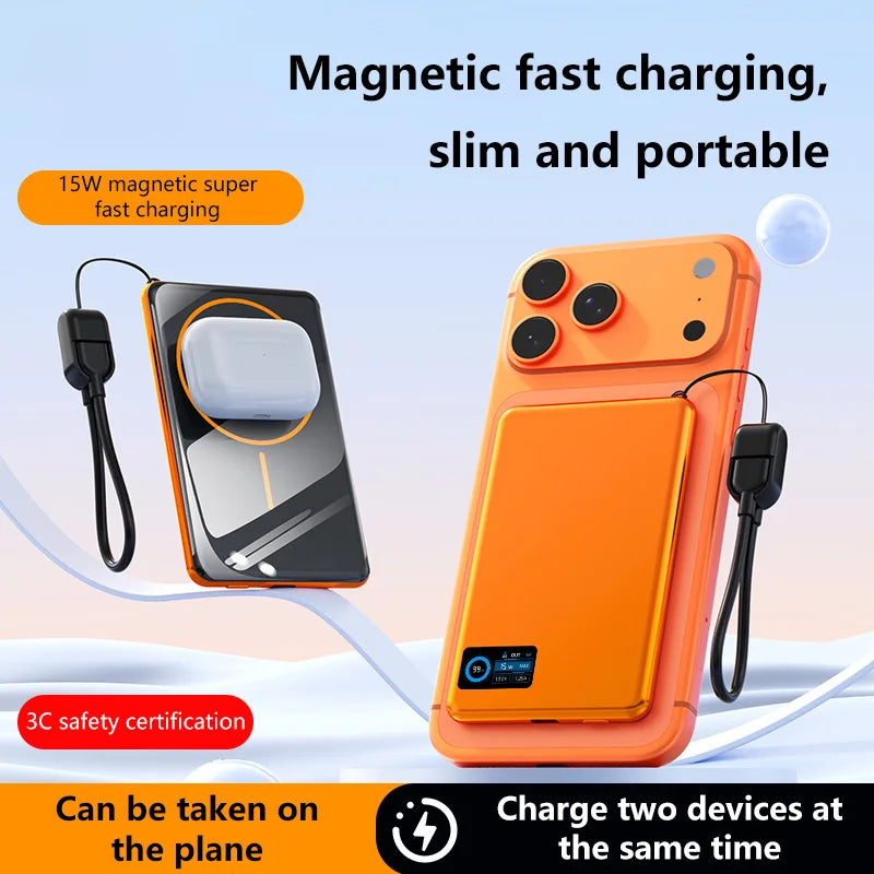 OnePlus 500000mAh Mini Wireless Magnetic Power Bank PD15W Portable Auxiliary Battery Pack For Watch Earphones For iphone Huawei