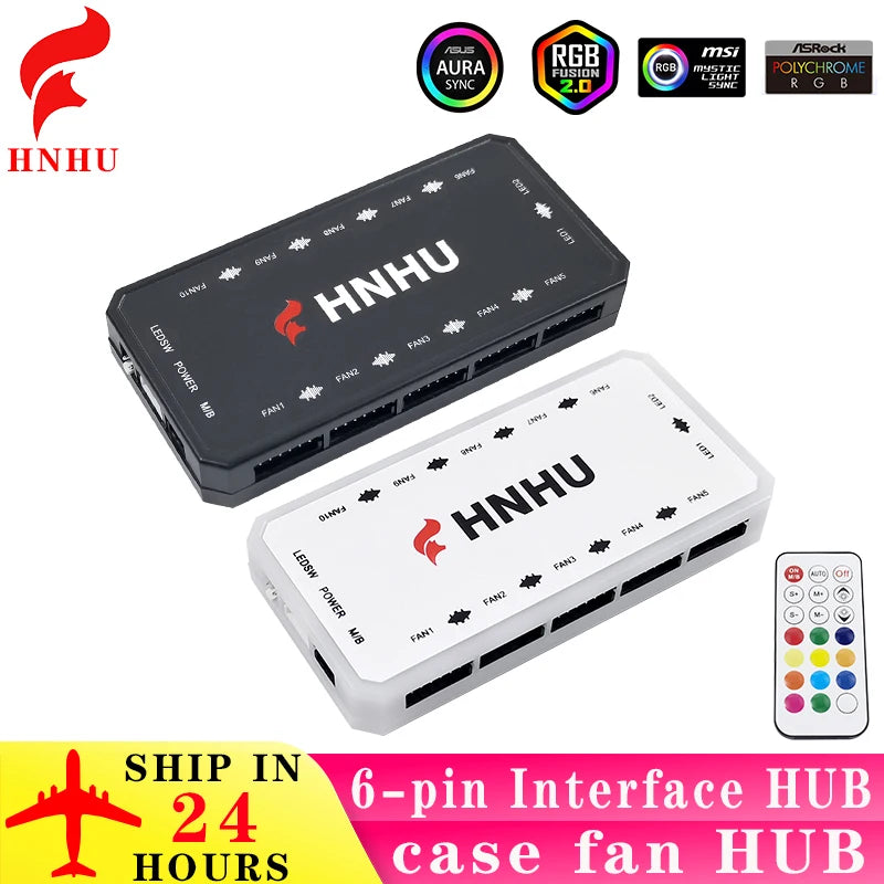 HNHU-PC CPU RGB Fan Controller 6pin Connector To SATA Power Hub Processor For Computer Cpu Case Parts Cooling Air-cooler mute