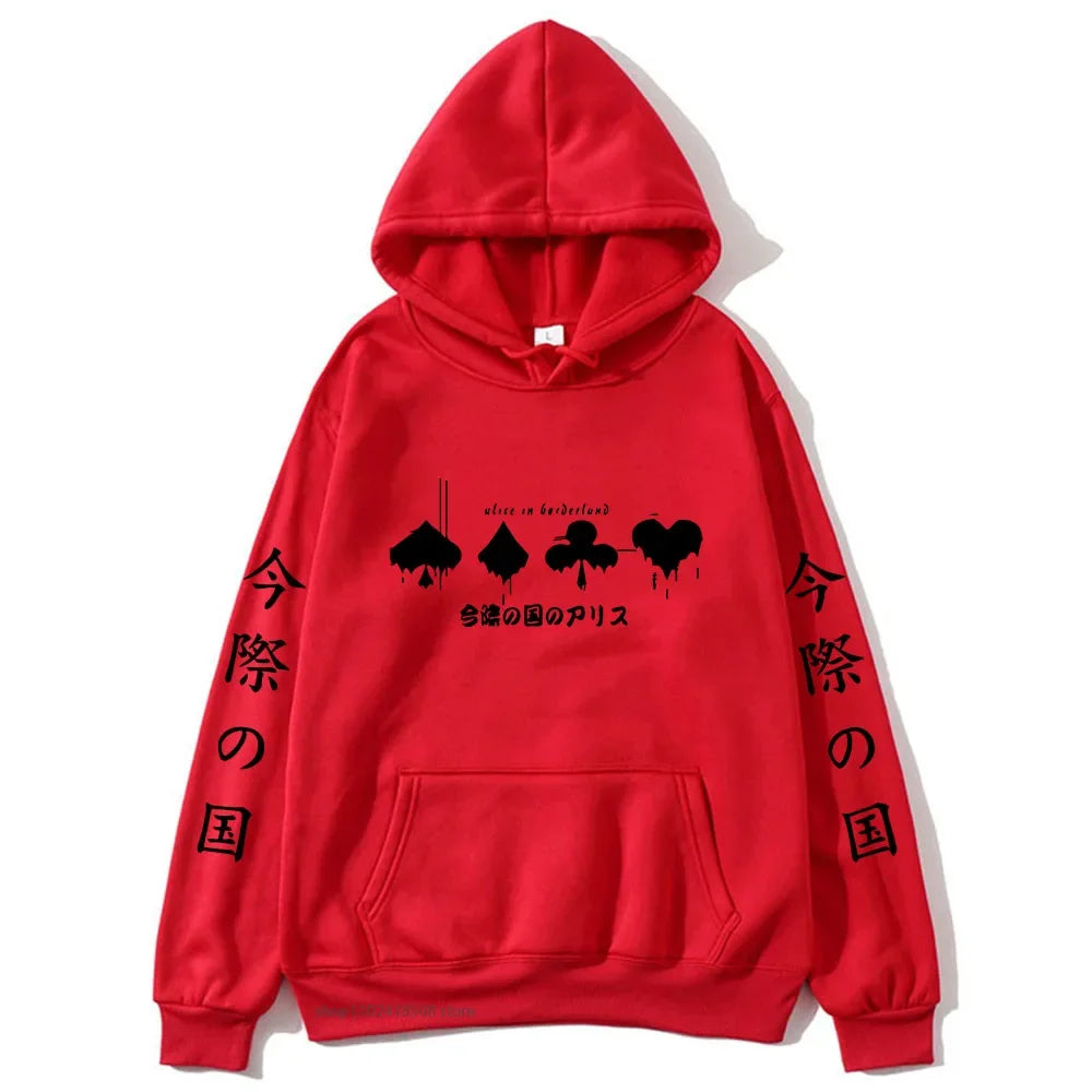 Alice In Borderland Hoodies Men Cartoon Cards Sweatshirt Harajuku Graphic Streetwear Women Anime Tops Men Clothing Y2k Sudaderas