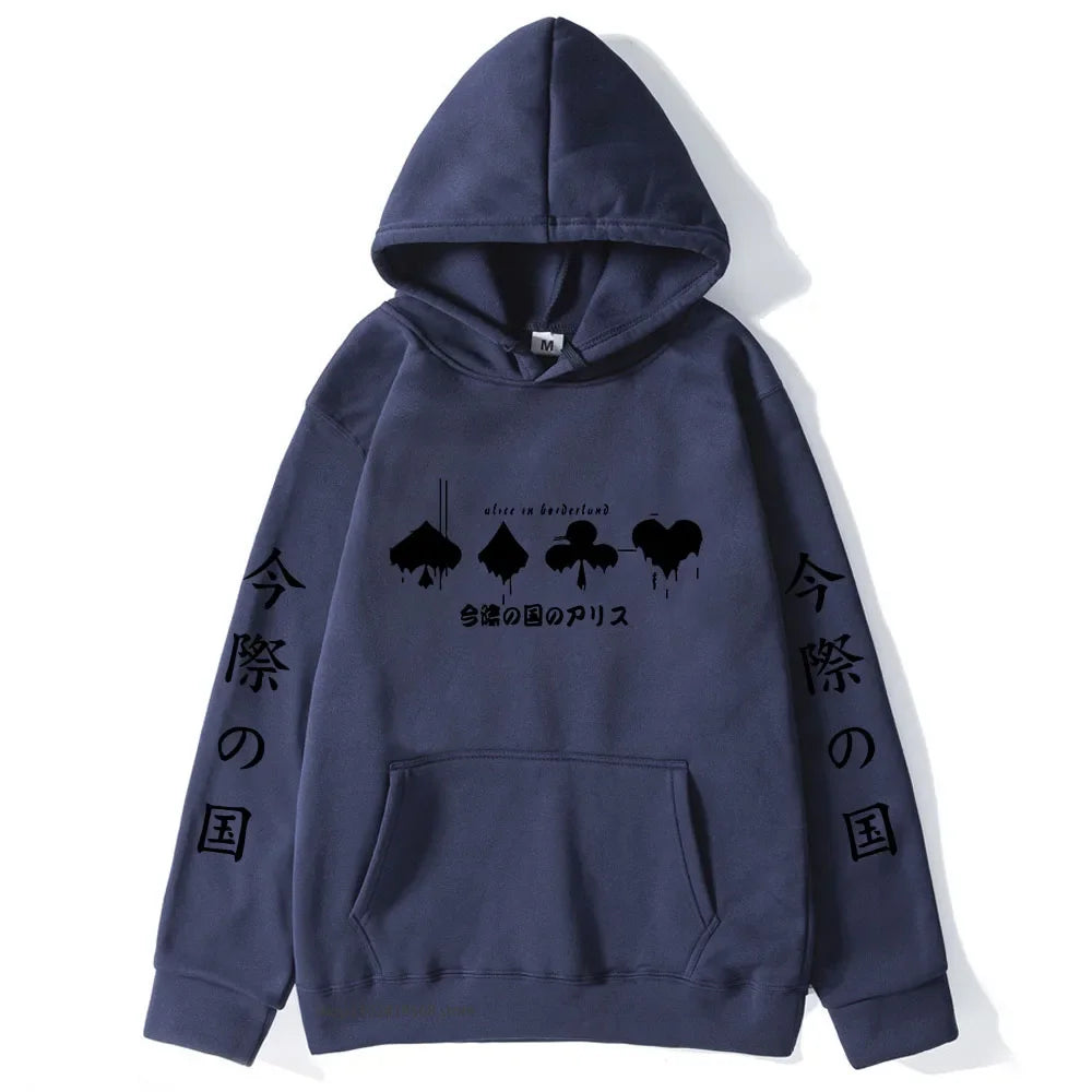 Alice In Borderland Hoodies Men Cartoon Cards Sweatshirt Harajuku Graphic Streetwear Women Anime Tops Men Clothing Y2k Sudaderas
