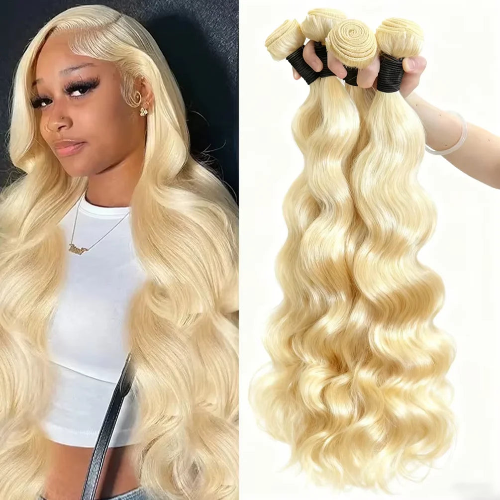 16A 40 Inches Blonde 613 Body Wave Human Hair Bundles Burgundy Body Wave Human Hair Bundles Colored Weave Human Hair Extensions