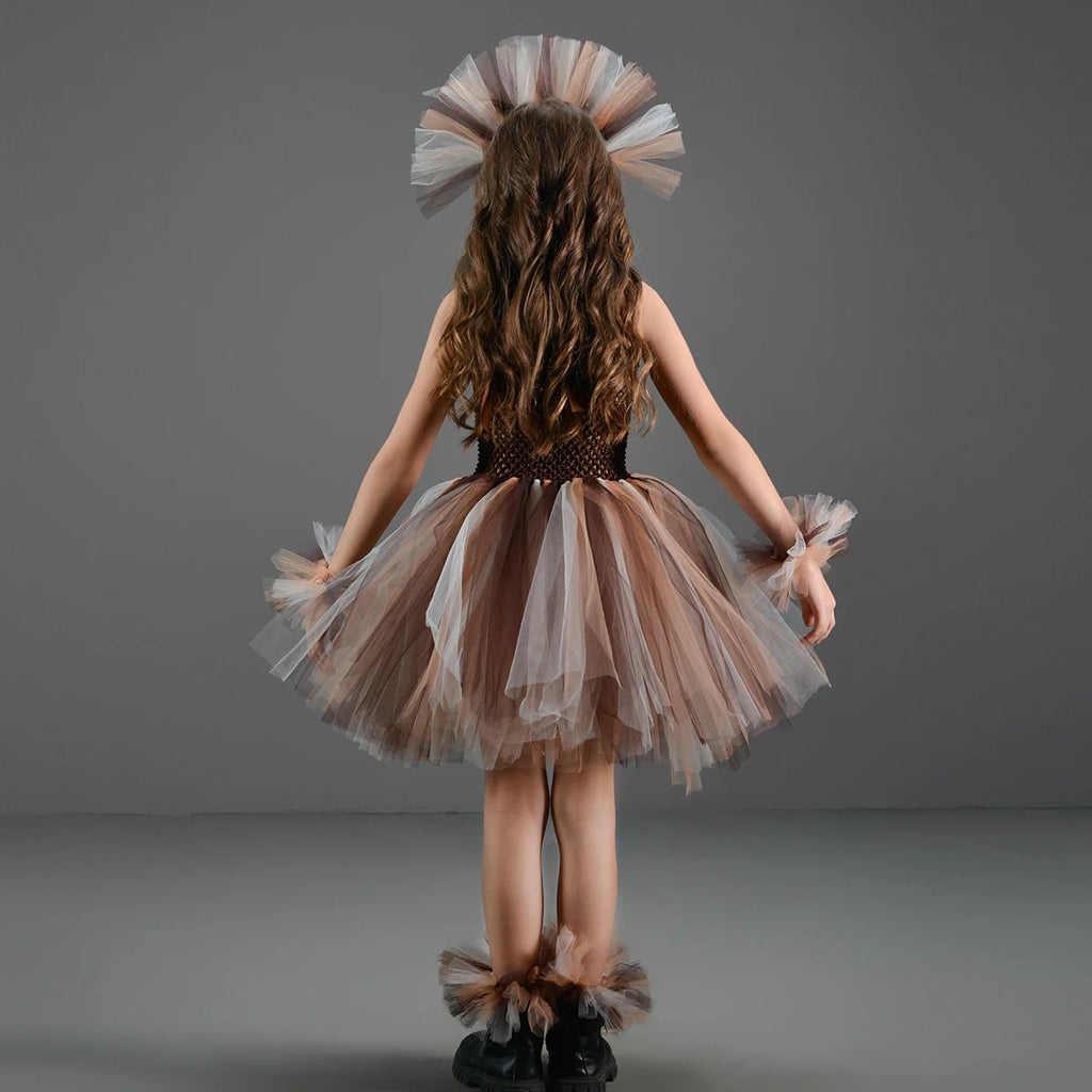 Disguise Cute Lion Halloween Costumes for Girls Kids Animal Fancy Tutu Dress Children Cosplay Outfit for Birthday Carnival Party