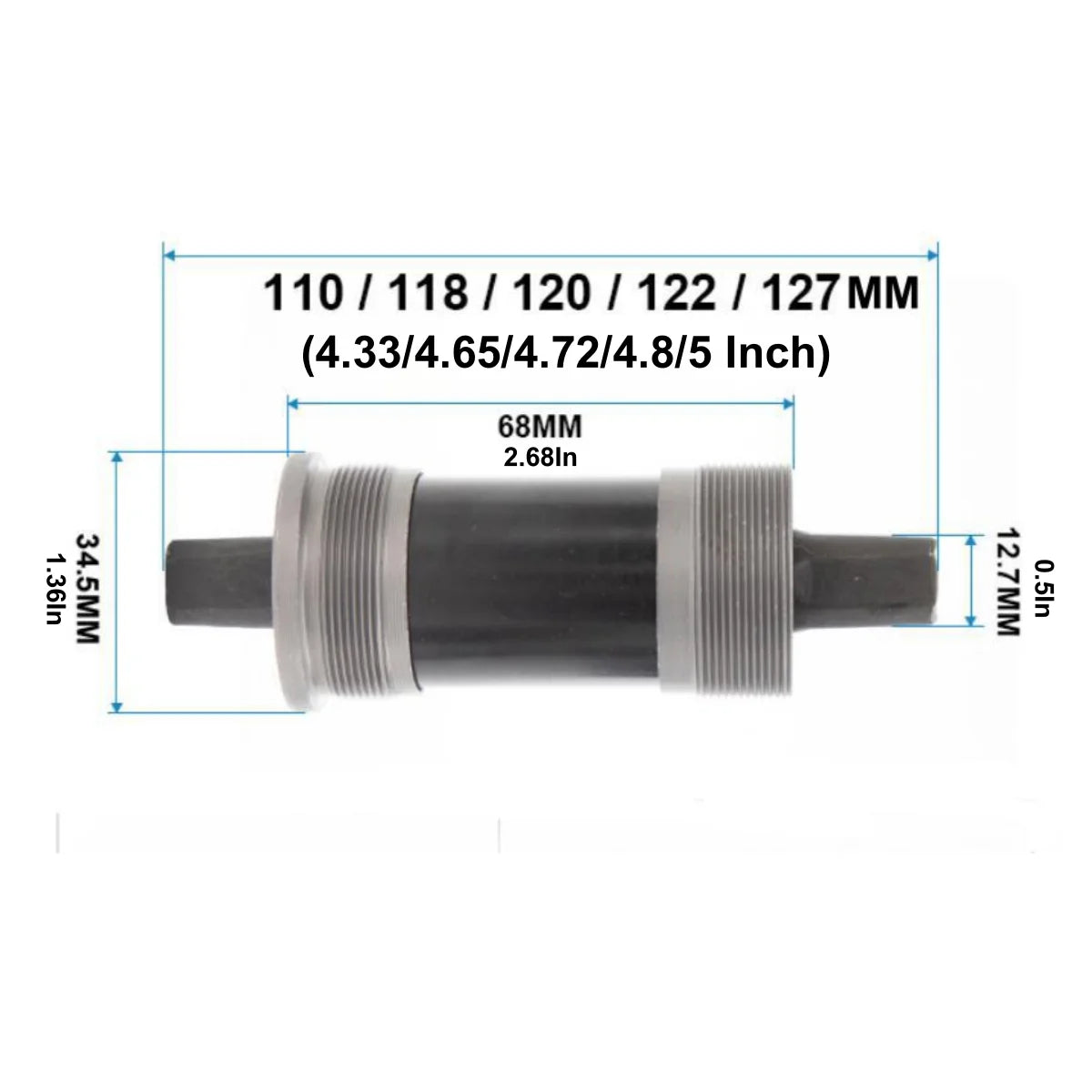 Bike Bottom Bracket,Square-Taper Bottom Bracket 68mm, 103/110/113/118/120/122/124/127MM