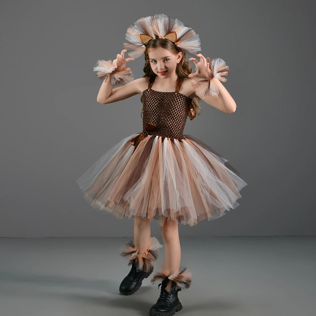 Disguise Cute Lion Halloween Costumes for Girls Kids Animal Fancy Tutu Dress Children Cosplay Outfit for Birthday Carnival Party