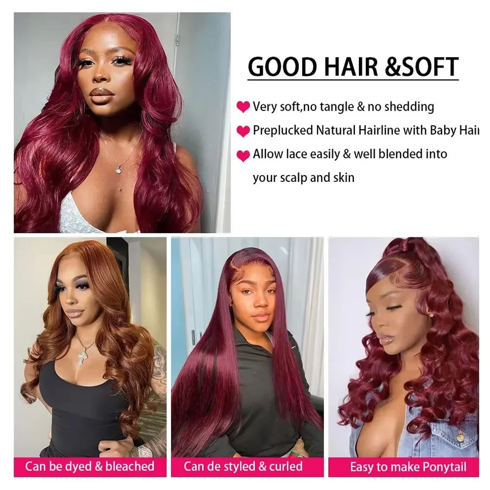 16A 40 Inches Blonde 613 Body Wave Human Hair Bundles Burgundy Body Wave Human Hair Bundles Colored Weave Human Hair Extensions