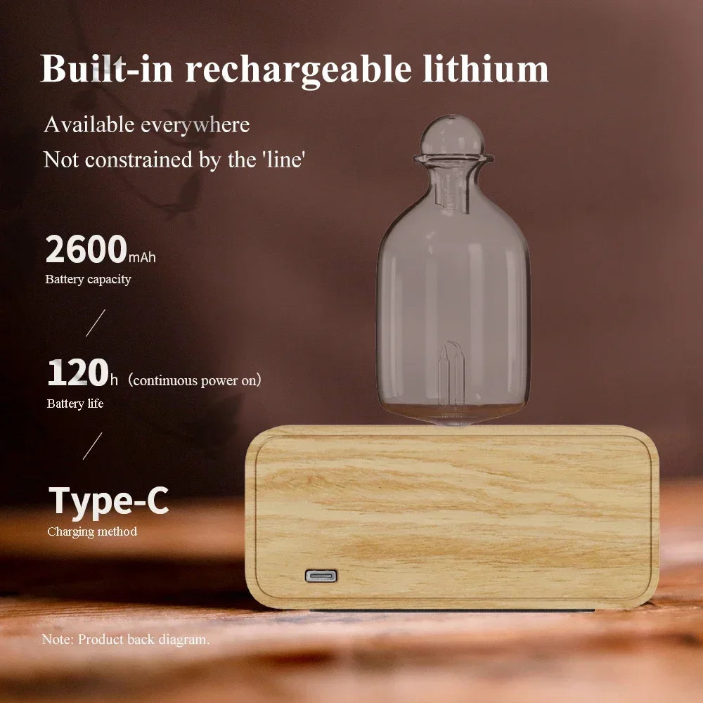 Glass Essential Oil Diffuser Wood Grain Base Air Aroma Diffuser 2600mAh Professional Machine Nebulizer For Home Office Room