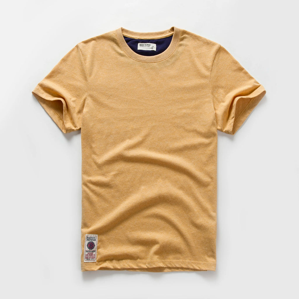 New Solid T-Shirt Mens Short Sleeve T-shirt Cotton Multi Pure Color Fancy Yarns Washing Tee Shirt for male V7S1T001