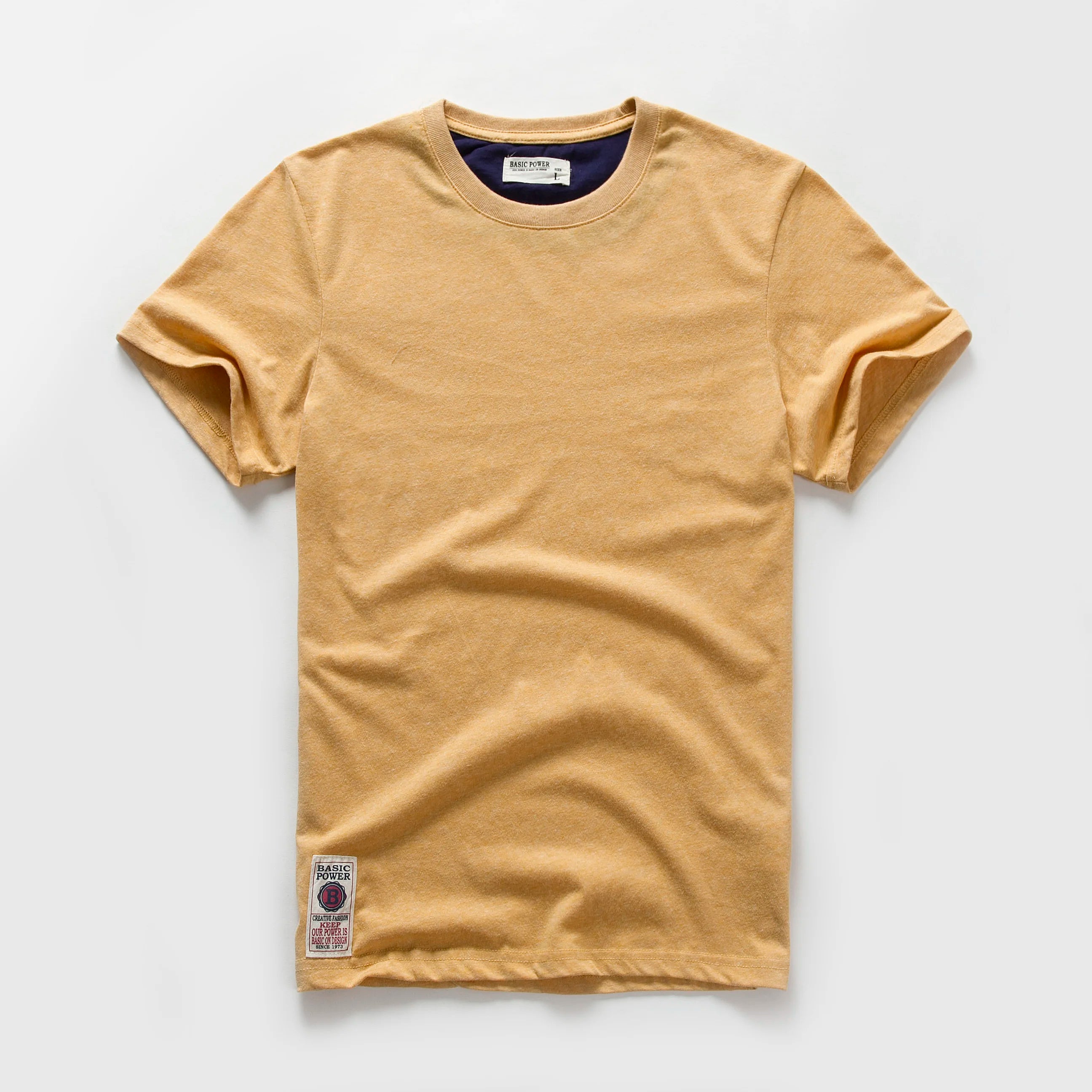 New Solid T-Shirt Mens Short Sleeve T-shirt Cotton Multi Pure Color Fancy Yarns Washing Tee Shirt for male V7S1T001
