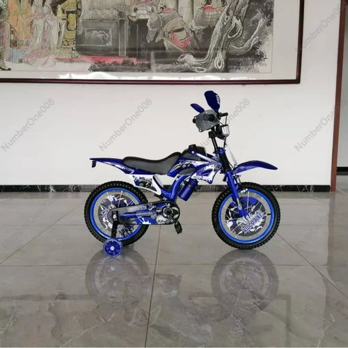 12 16 Inch Kids Motorcycle Style Bike, Boys Girls Children Bicycle with Training Wheels, Easy to Ride Stable & Safe Toddler Bike
