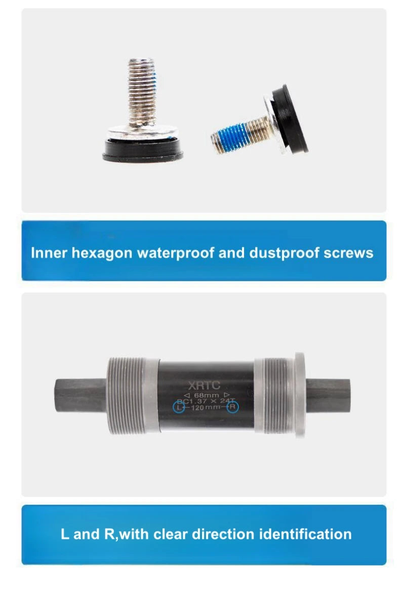 Bike Bottom Bracket,Square-Taper Bottom Bracket 68mm, 103/110/113/118/120/122/124/127MM