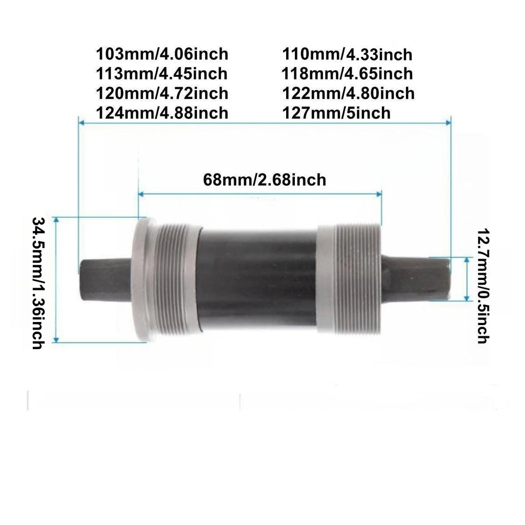 Bike Bottom Bracket,Square-Taper Bottom Bracket 68mm, 103/110/113/118/120/122/124/127MM