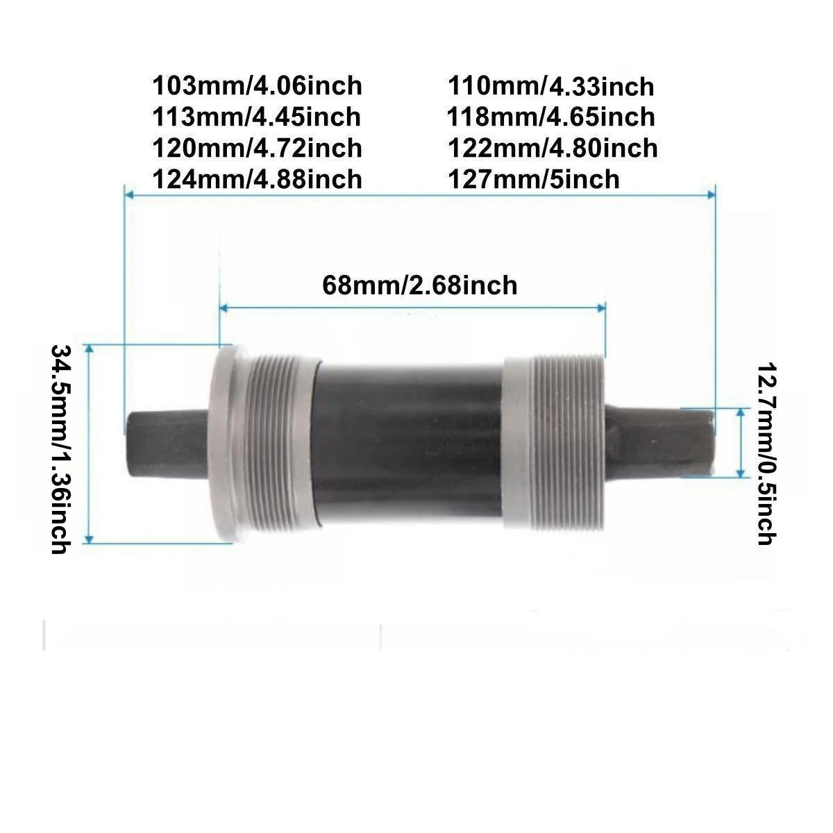 Bike Bottom Bracket,Square-Taper Bottom Bracket 68mm, 103/110/113/118/120/122/124/127MM