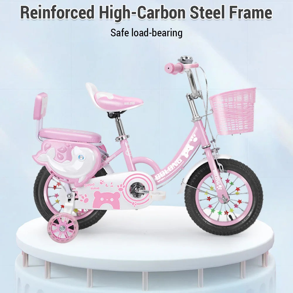Kids Bike 12-20in  for Girls Ages 3-13 Years with Training Wheels Basket Protective Net Fash Wheel girls bikes ages 8-12