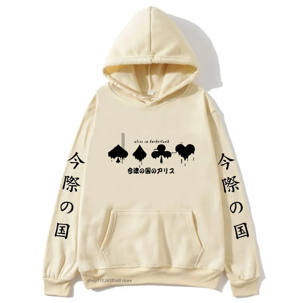 Alice In Borderland Hoodies Men Cartoon Cards Sweatshirt Harajuku Graphic Streetwear Women Anime Tops Men Clothing Y2k Sudaderas