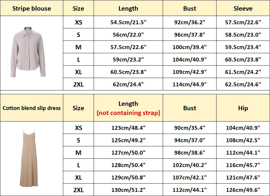 AP SS25 Women Stripe Blouse and Slip Dress Cotton Blend