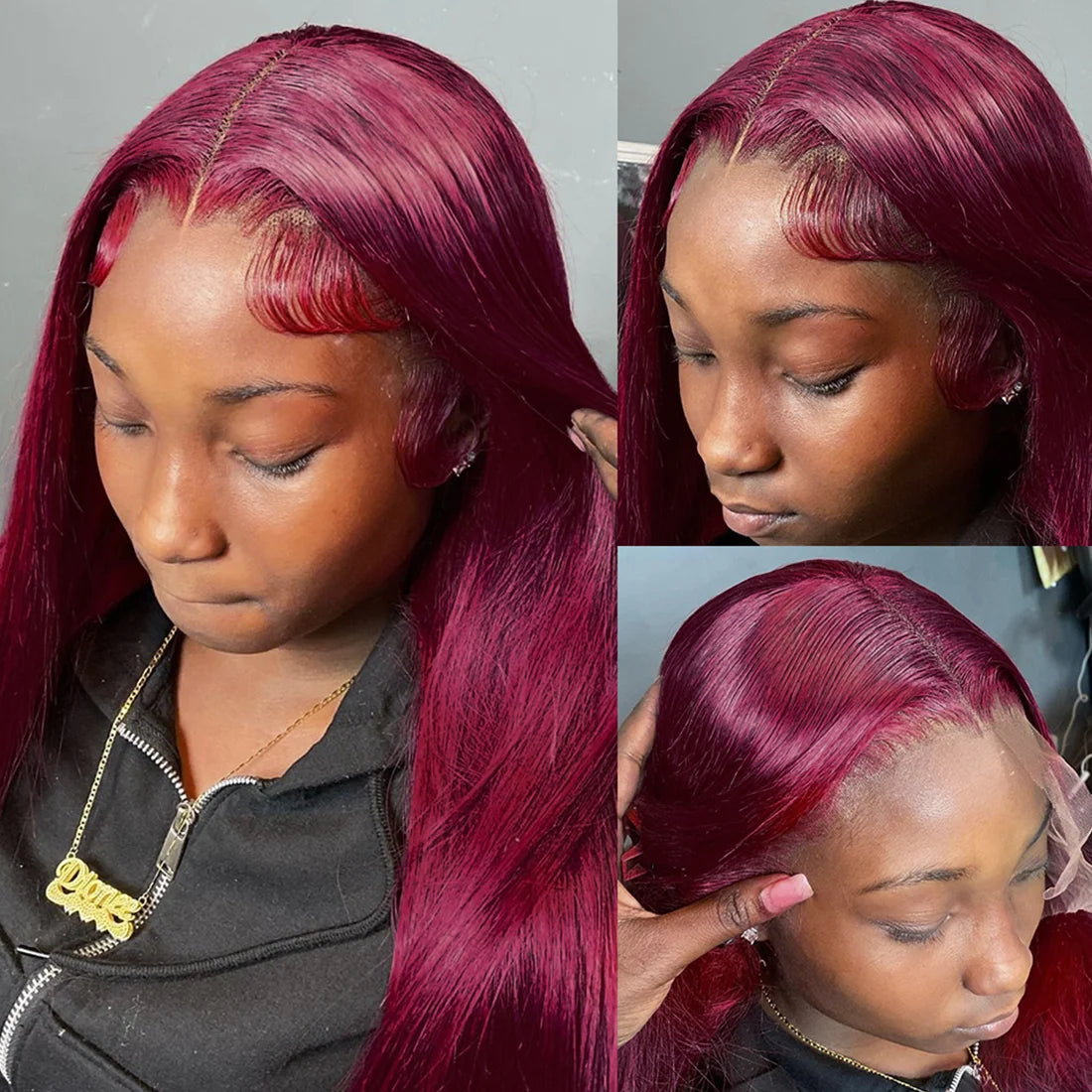 250% 30 36 Inch Burgundy 13x6 Hd Lace Frontal Human Hair Wig Wear & Go Glueless Silky Bone Straight 99J Colored Lace Front Wigs