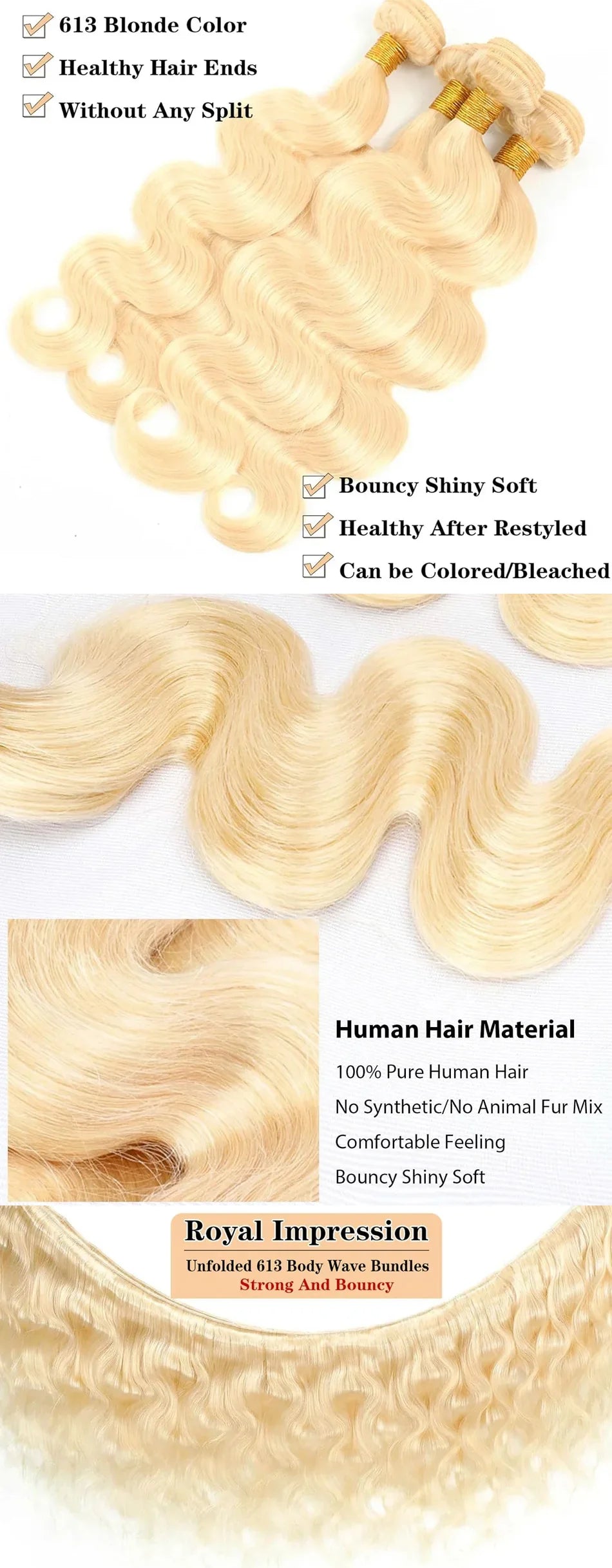 16A 40 Inches Blonde 613 Body Wave Human Hair Bundles Burgundy Body Wave Human Hair Bundles Colored Weave Human Hair Extensions