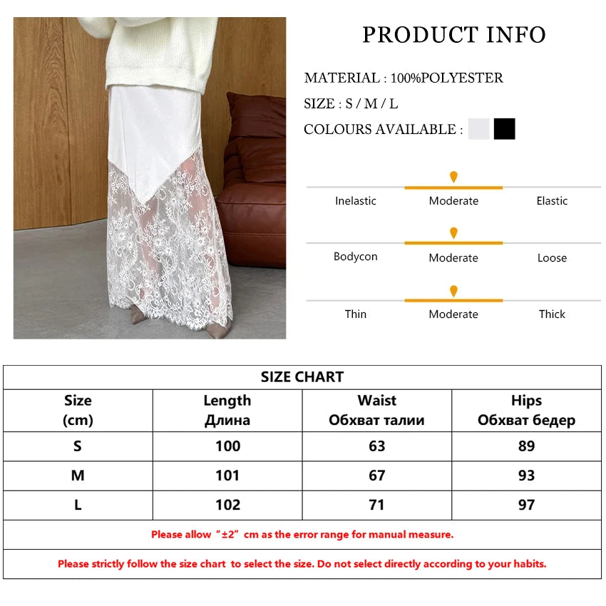 Clacive Fashion Loose Black Satin Patchwork Women Skirt Casual High Waist Ankle Length Skirts Elegant Classic Skirt Female Cloth