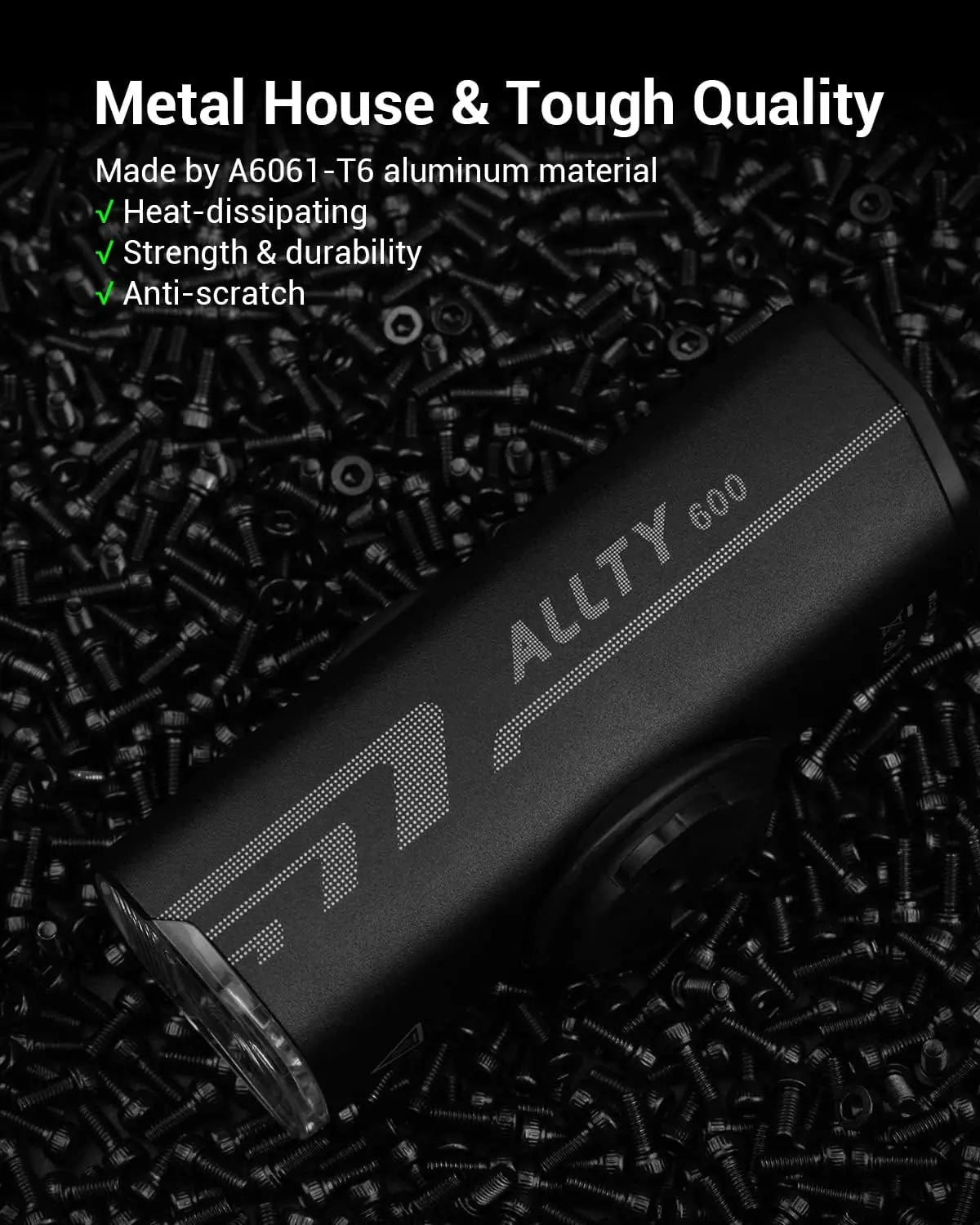 Bike Lights Allty 600 Road Bike Light, USB Type-C Rechargeable, IPX7 Waterproof LED Bike Light for Road, Urban