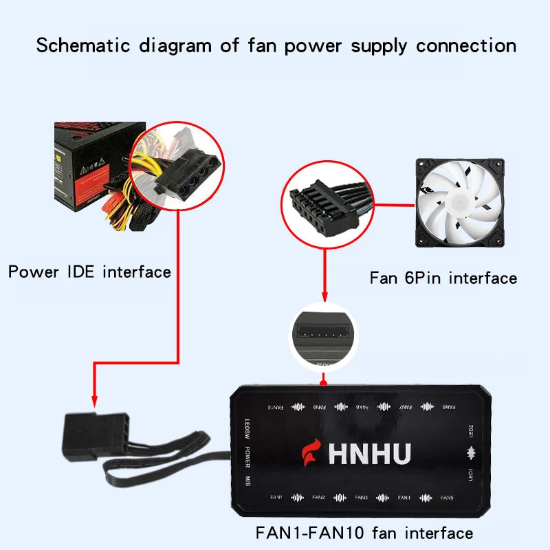 HNHU-PC CPU RGB Fan Controller 6pin Connector To SATA Power Hub Processor For Computer Cpu Case Parts Cooling Air-cooler mute
