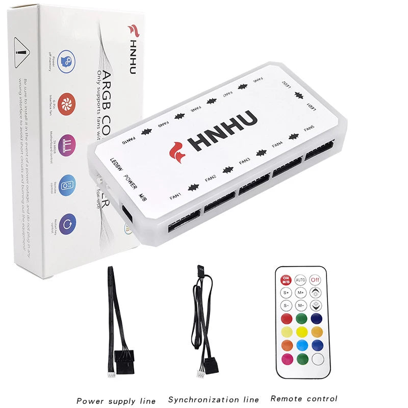 HNHU-PC CPU RGB Fan Controller 6pin Connector To SATA Power Hub Processor For Computer Cpu Case Parts Cooling Air-cooler mute