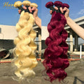 16A 40 Inches Blonde 613 Body Wave Human Hair Bundles Burgundy Body Wave Human Hair Bundles Colored Weave Human Hair Extensions