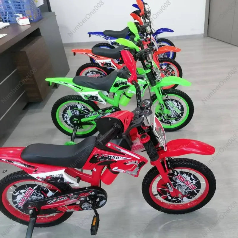 12 16 Inch Kids Motorcycle Style Bike, Boys Girls Children Bicycle with Training Wheels, Easy to Ride Stable & Safe Toddler Bike