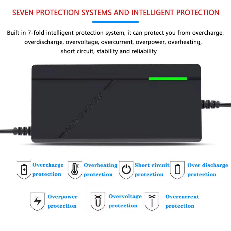 48V 60V 72V 2A 3A 5A lithium-ion charger For 13S 16S 20S 54.6V 67.2V 84V 21700 Li-ion battery Pack 5A fast intelligent charging