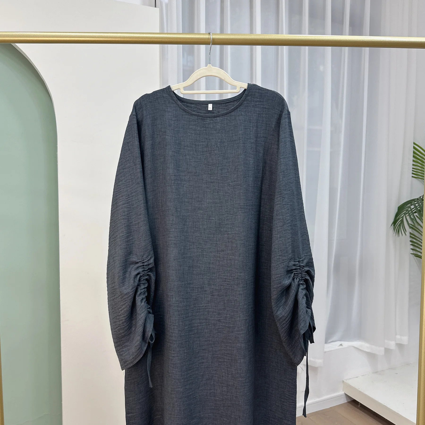 2024 Saudi Arabia Muslim Women Modest Dress Eid Dubai Plain Abaya Islamic Holiday Party Solid Turkey Lace-up Cuffs Long Clothes