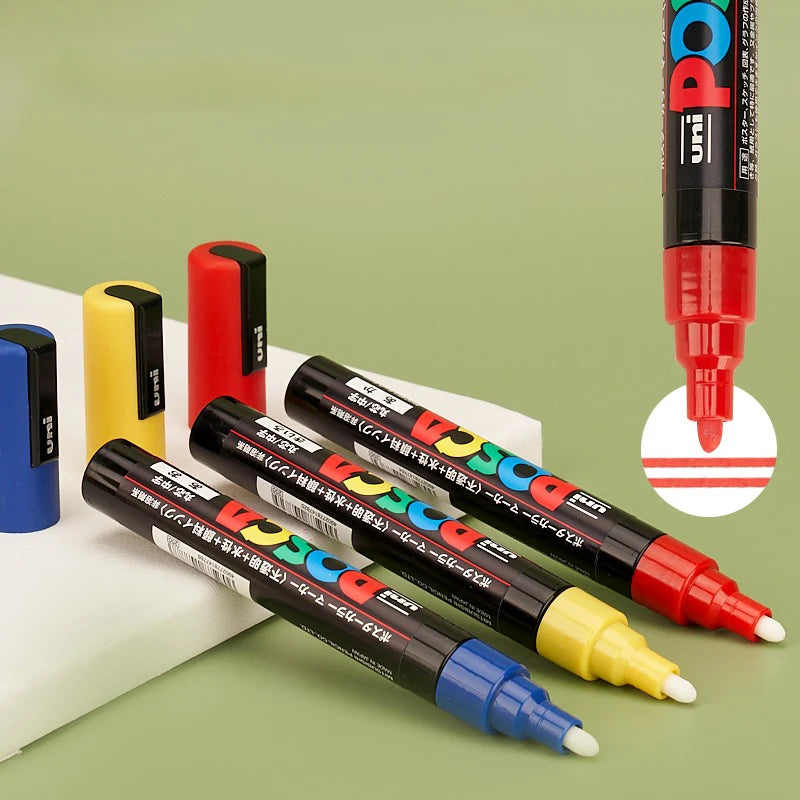 Uni POSCA Marker Hot Sale Combine Full Set PC-1M/3M/5M/8K/17K Non-Toxic Permanent Manga pinturas con pigmentación posca rotulado