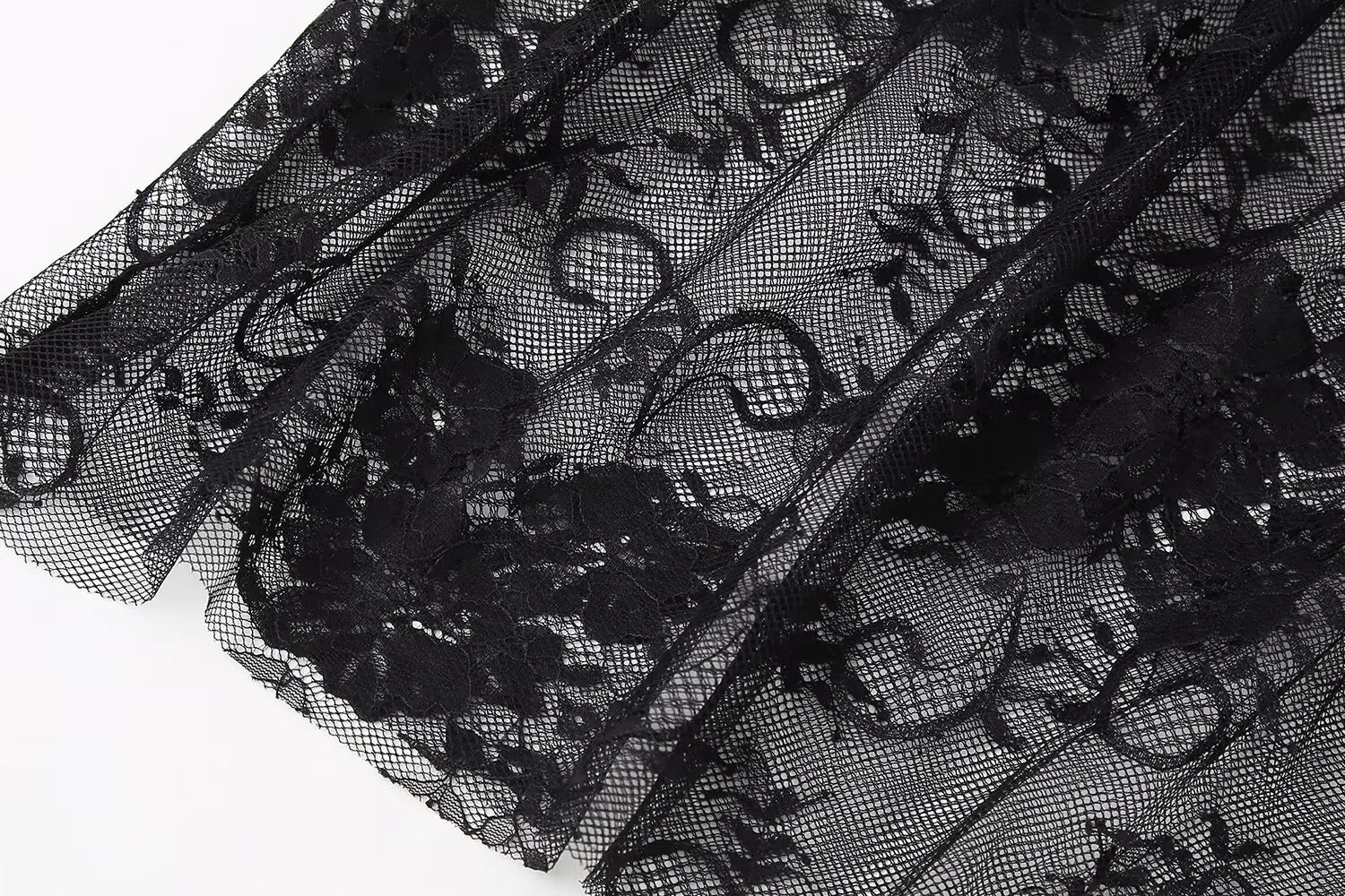 Black Lace Mesh Skirt Women's High Waist Midi Skirt Tulle Long Skirt Women's Translucent Party Women's Sexy Skirt 2024