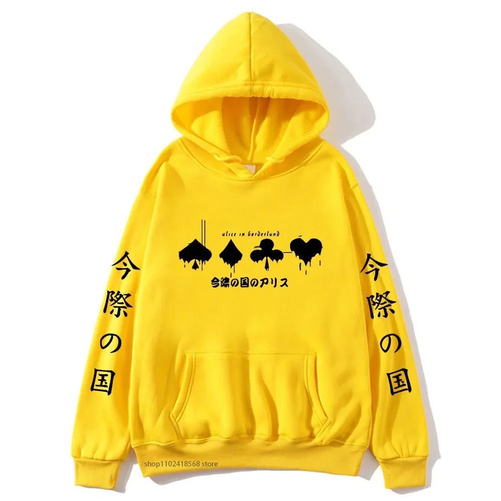 Alice In Borderland Hoodies Men Cartoon Cards Sweatshirt Harajuku Graphic Streetwear Women Anime Tops Men Clothing Y2k Sudaderas