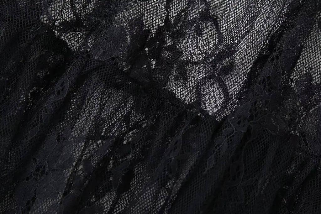 Black Lace Mesh Skirt Women's High Waist Midi Skirt Tulle Long Skirt Women's Translucent Party Women's Sexy Skirt 2024