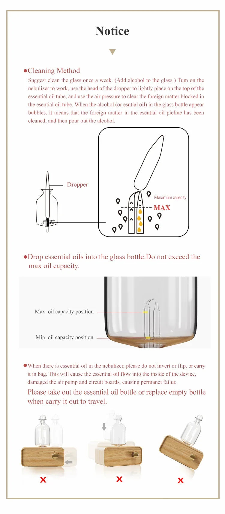 Glass Essential Oil Diffuser Wood Grain Base Air Aroma Diffuser 2600mAh Professional Machine Nebulizer For Home Office Room