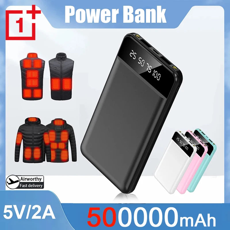 OnePlus 500000mAh Large Capacity Dual USB Output Super Fast Charging Led Display External Battery 5V/2A Heating Jacket Powerbank